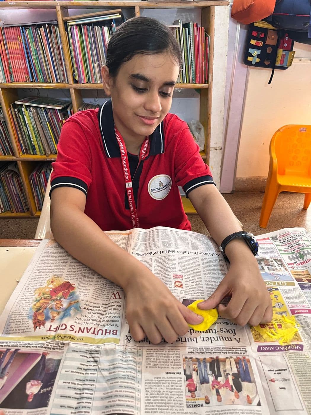 Cutting and pasting during craft time
