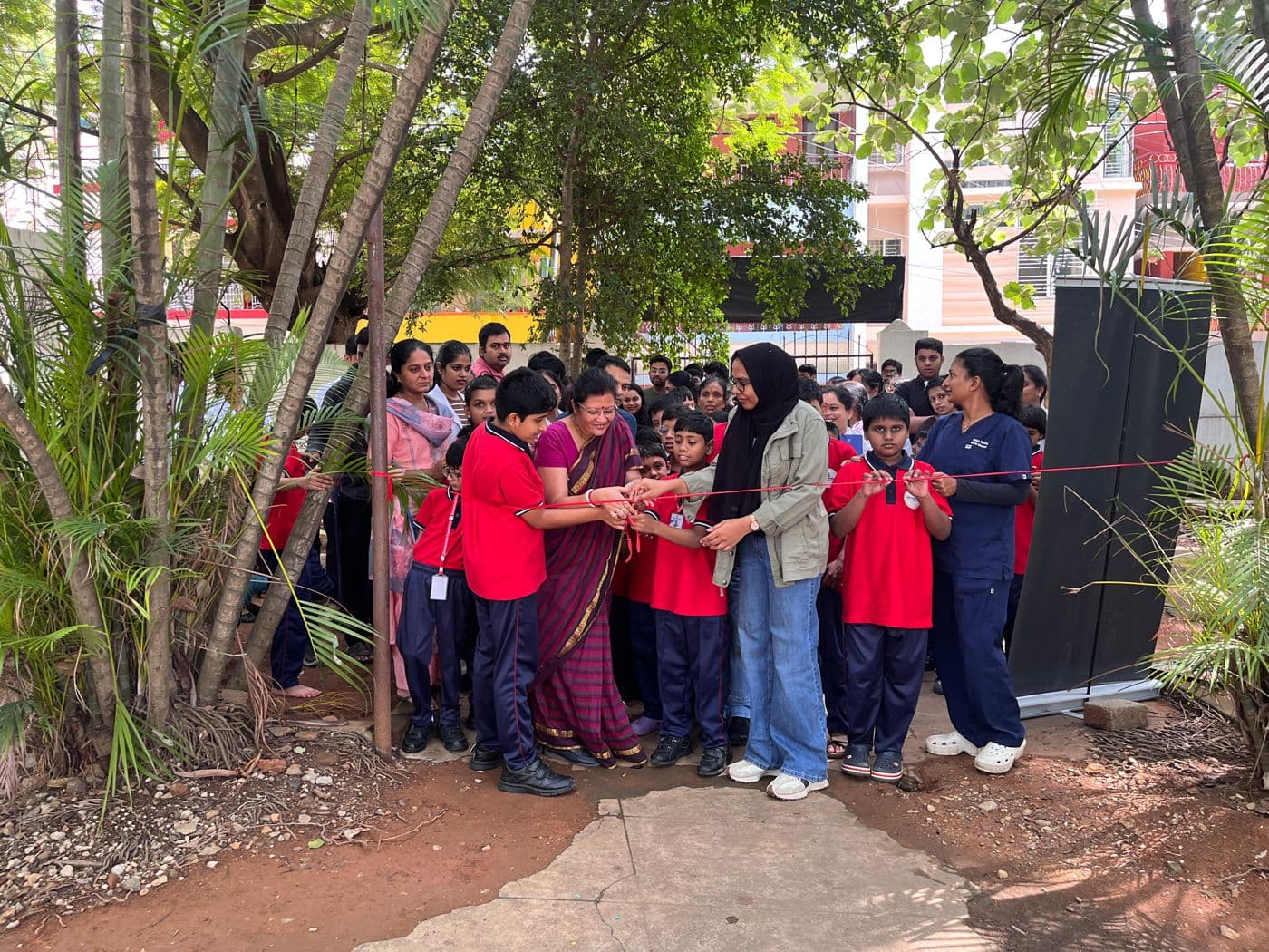Ribbon-cutting moment at an event