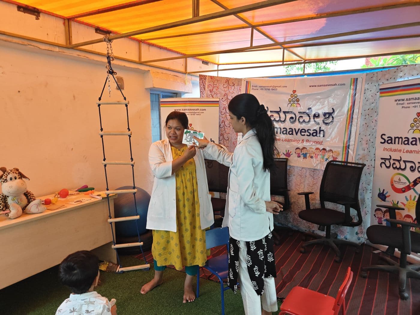 Felicitation during a garden gathering