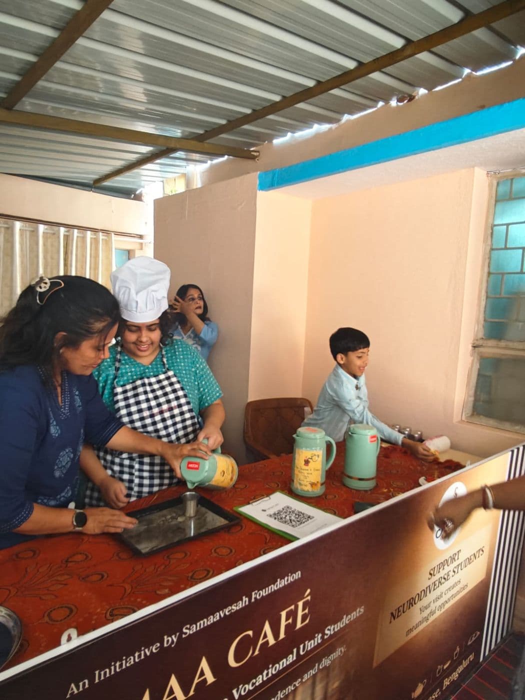 Cooking practice at the Samaa Café counter